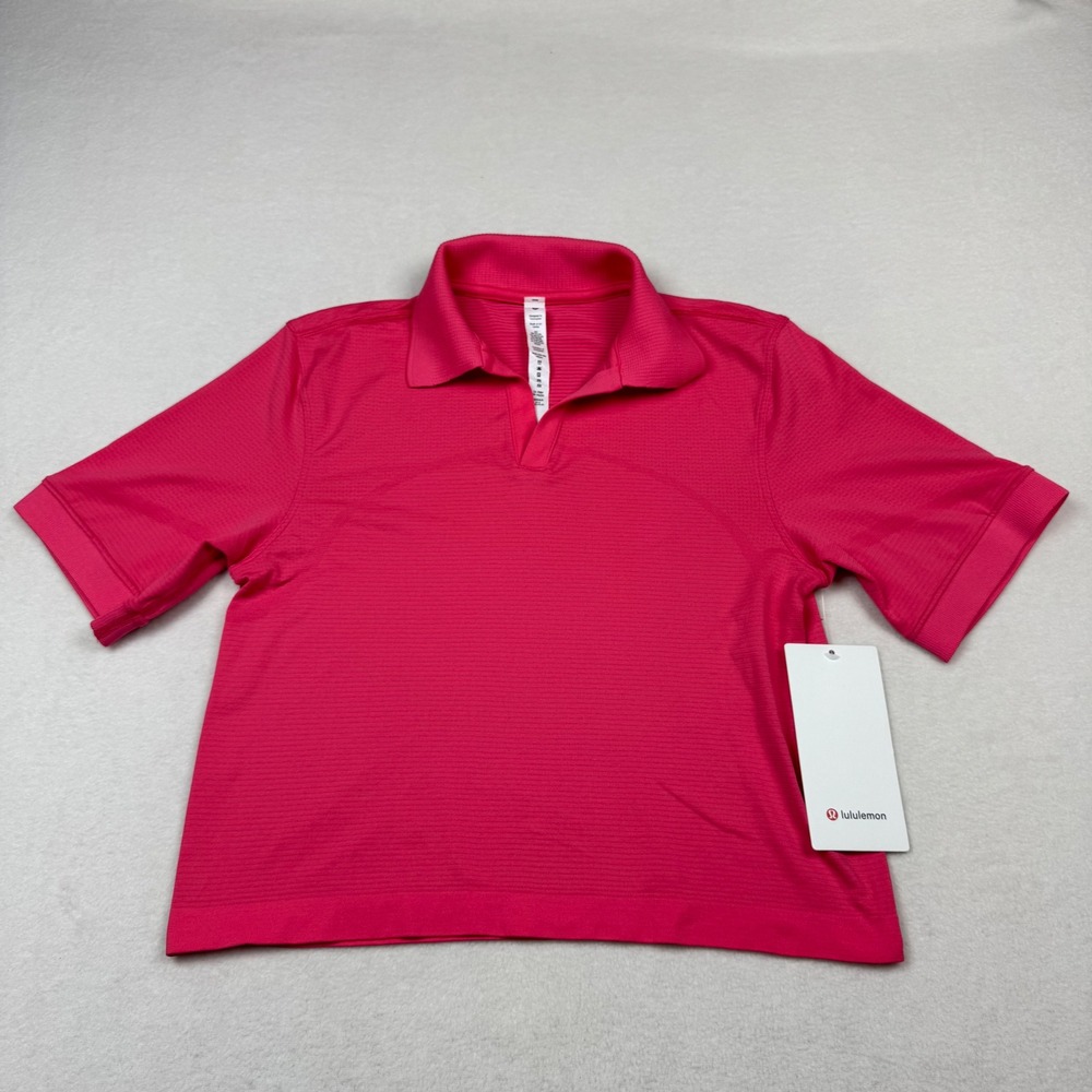 Lululemon Swiftly Tech Relaxed-Fit‎ Polo Pink Sz 4 Seamless Crop Tennis Golf NWT